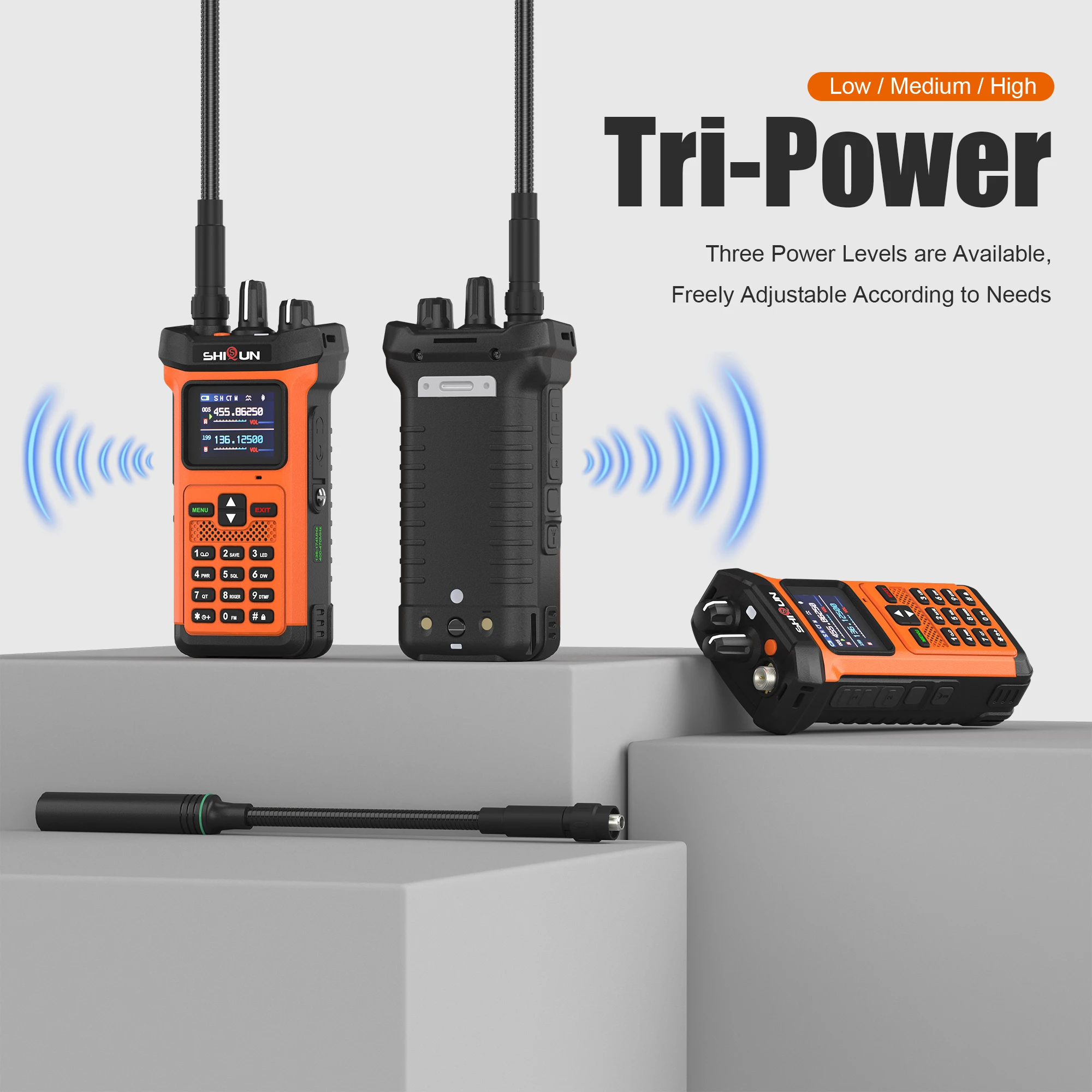 SQ-8500 20W 長距離トランシーバー 周波数ホッピング マルチバンド USB Type-C VOX IP54 アラーム 大容量 FM デュアルバンド ラジオ