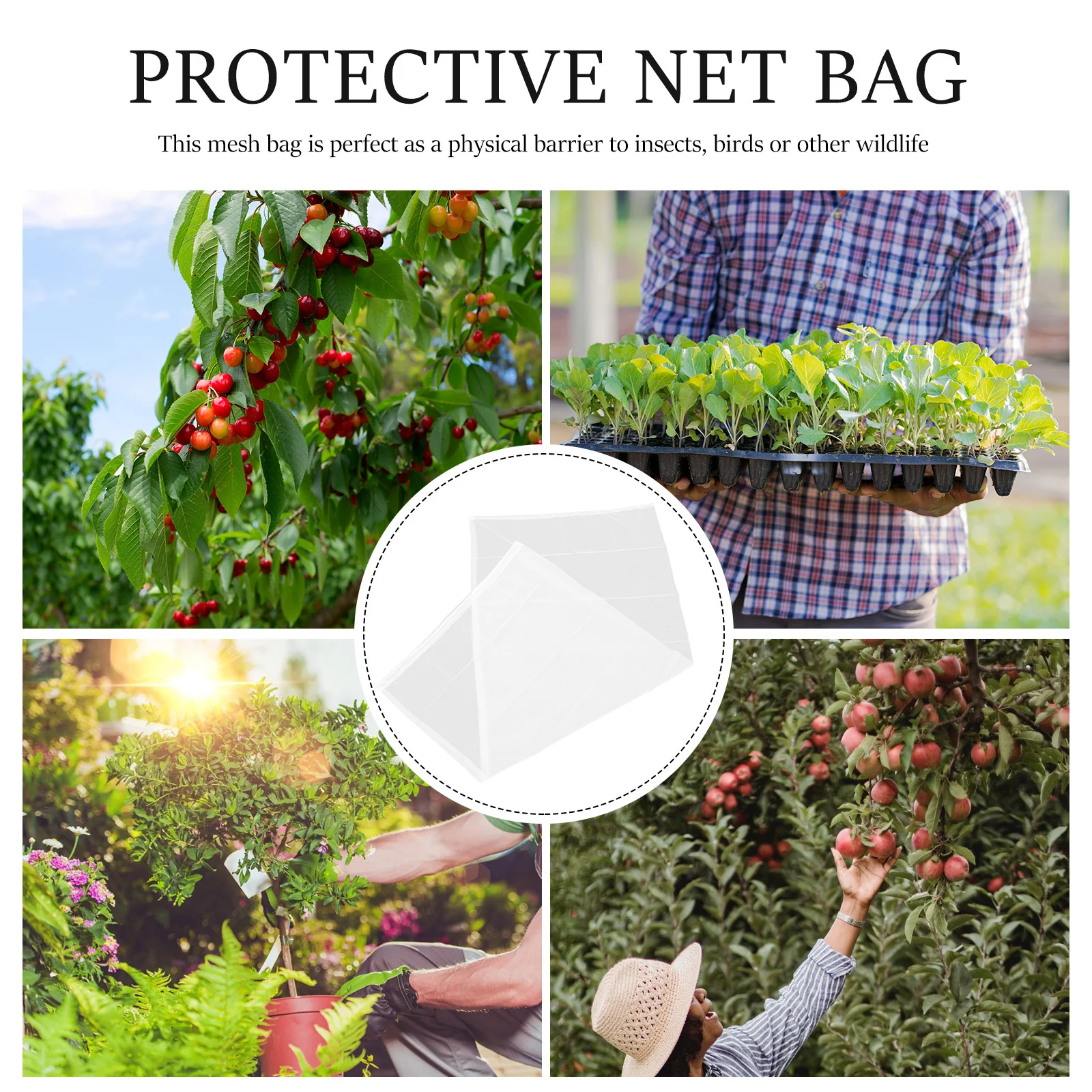 2 قطعة حاجز الطيور المضاد للحشرات حقيبة شبكية متينة قابلة لإعادة الاستخدام غطاء حماية النبات لحاجز الطيور في حديقة البستان #6