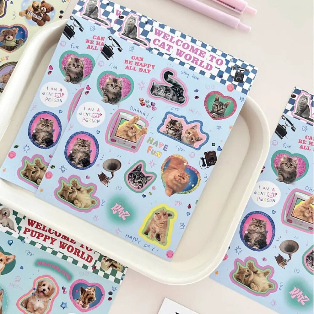 2pcs DIY Notebook Paper Cartoon Animals Sticker Animals Cartoon Graffiti Luggage Sticker Bear Y2K Cat DIY Decals Laptop