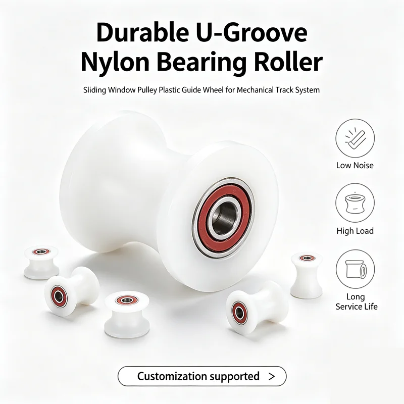 Durable U-Groove Nylon Bearing Roller Sliding Window Pulley Plastic Guide Wheel for Mechanical Track System