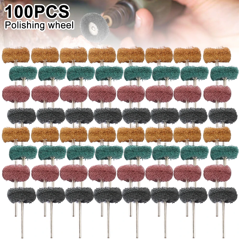 

100pcs 25mm Abrasive Wheel Buffing Polishing Wheels Mix Set 3mm Shank 120/180/320/400Grit for Rotary Tools Abrasive Wheel