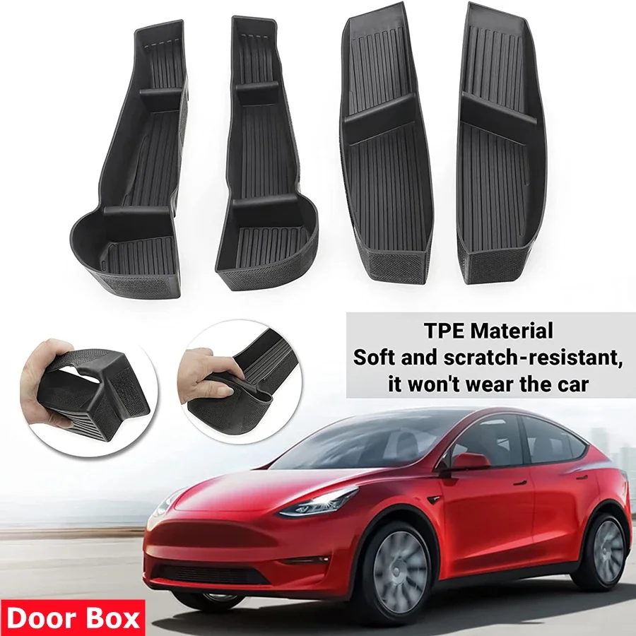 For Tesla Model Y 2023 2024 2022 Center Console Organizer Tray Door Side Box Hidden Cubby Drawer Rear Trunk Box Underseat Box