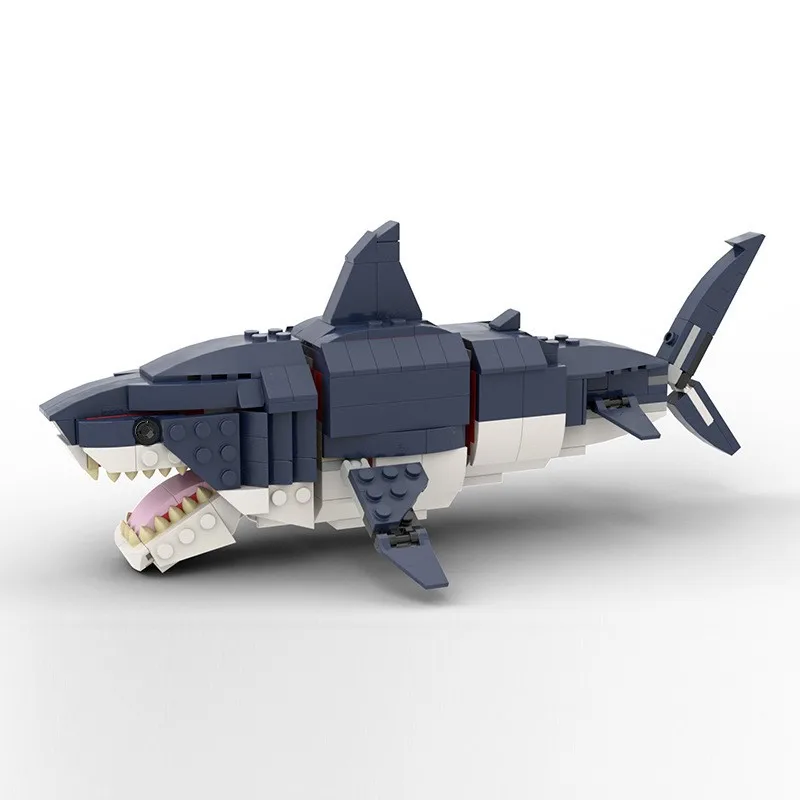 Animals Series MOC Shark Megalodon Model Deep Sea Creatures Building Block Kit Assembly Ornaments DIY Puzzle Toy Gift