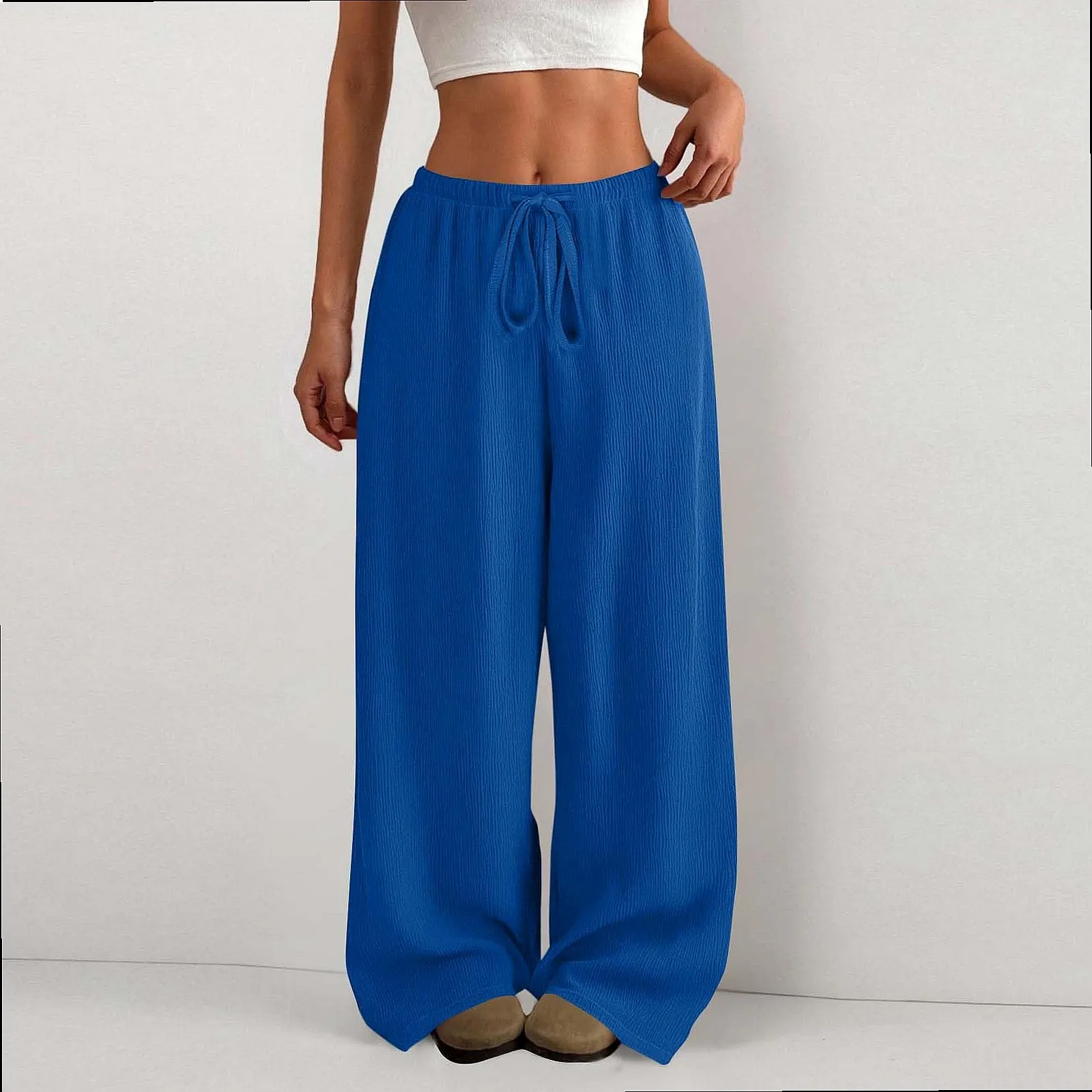 Solid High Waist Dress Pants for Women Fashion Tie Front Straight Leg Wide Leg Trousers Spring Summer Casual Work Trousers