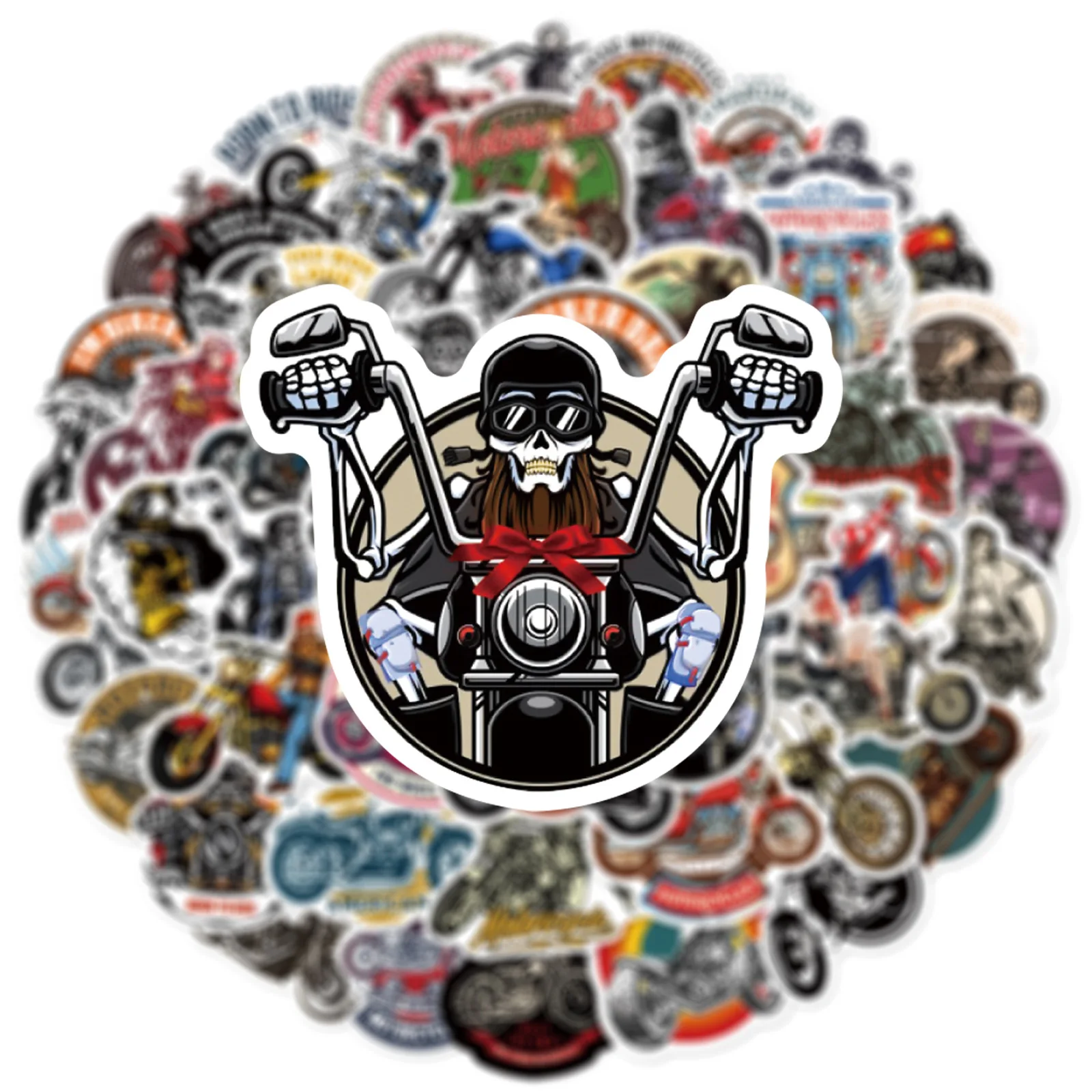 50pcs Retro Motor Motorcycle Stickers Pack Guitar Phone DIY Custom Sticker Vintage Journal Accessories Scrapbooking Supplies