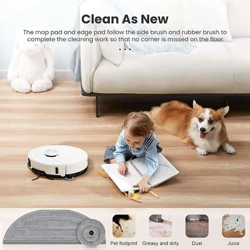 ABNO-Mop Pads Refills For Roborock S8 Maxv Ultra/ G20S Robot Vacuum Dual Sonic Vibrations Modules Edge Mop Pads