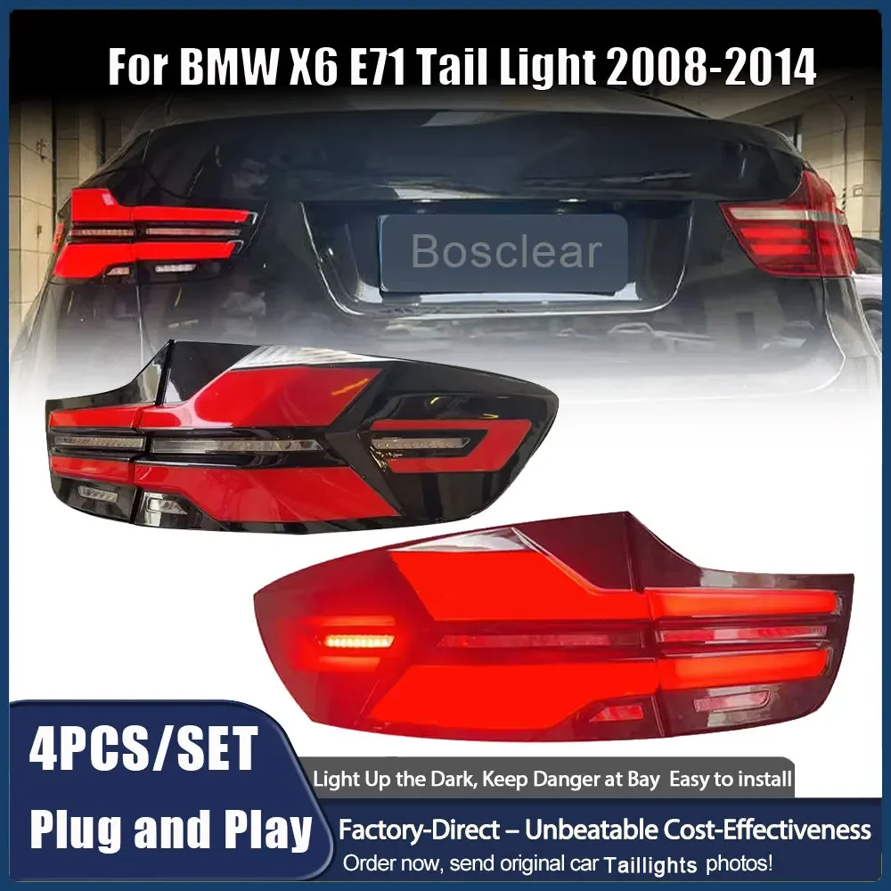 Car Accessories Led Tail Lights Assmebly for BMW X6 E71 2008-2014 Plug and Play Rear Lamps Brake Fog DRL Signal Auto Taillight