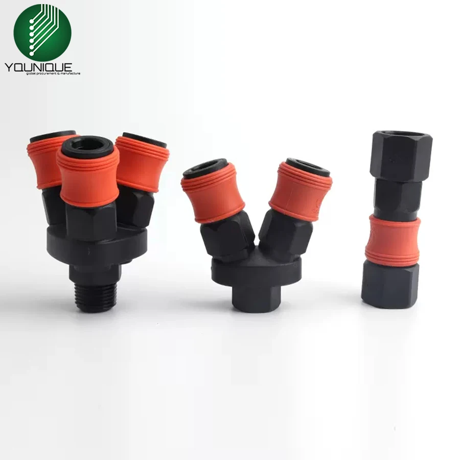 Three Way Plastic Steel Air Compressor Accessories Self-locking C Type Quick Coupler Connector Plug Socket Two Way Fittings