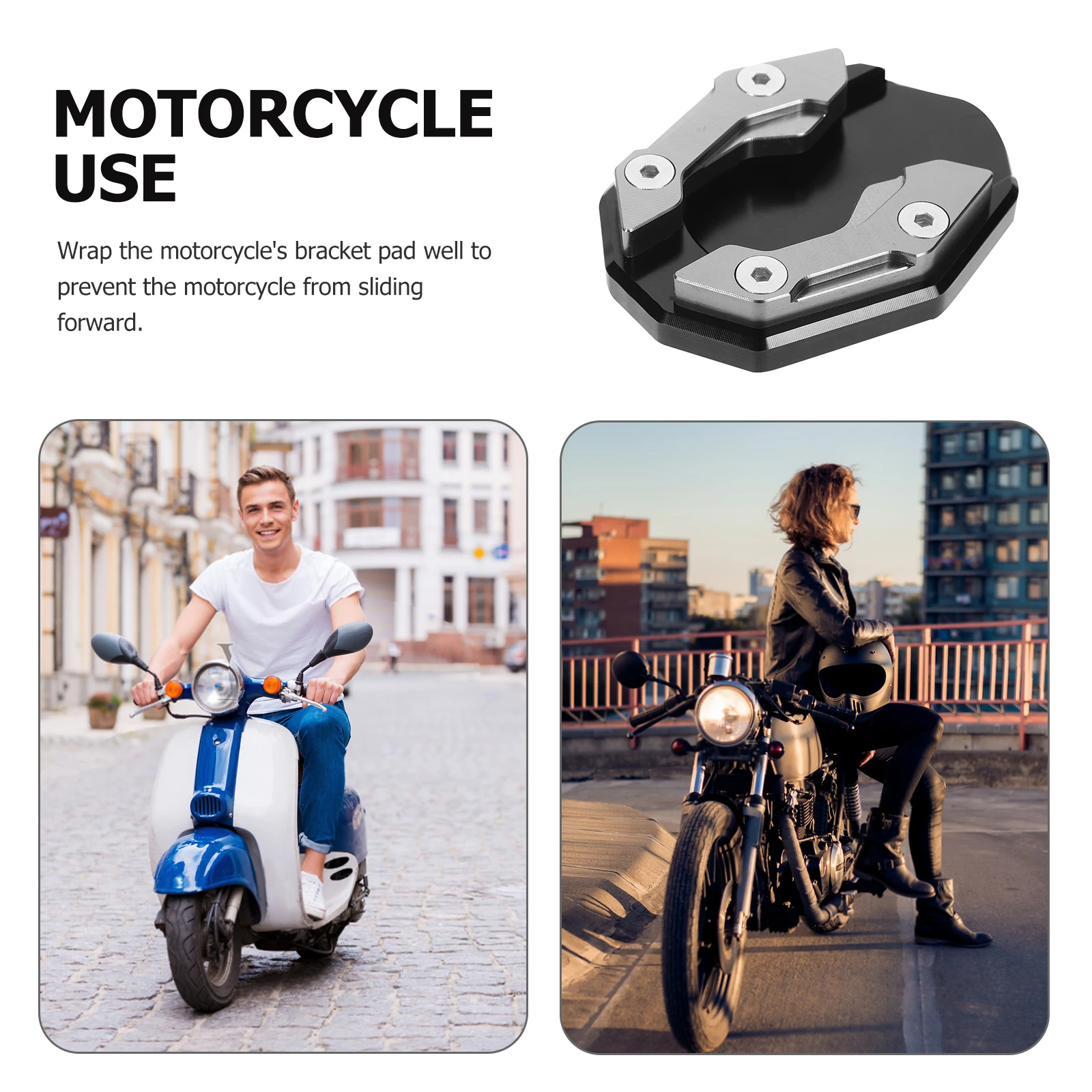 

Motorcycle Kickst Extension Pad Aluminum Alloy Durable Anti Slip Side Support Plate Enlarger Foot Pad Motorbike Accessories Tube