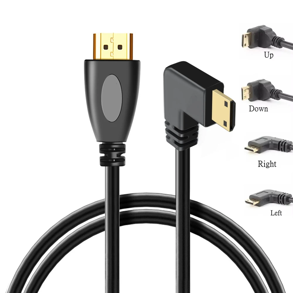 0.5M Mini HD Short Cable 90 Degree Up/Down/Left/Right Angle Mini HDMI-compatible Cord for Camera DV Tablet Laptop Monitor HDTV