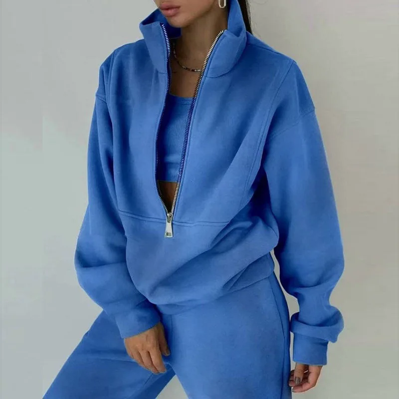 Spring European and American Women's Two-Piece Hoodie Fleece Sports Street Casual Fashion Set for Women