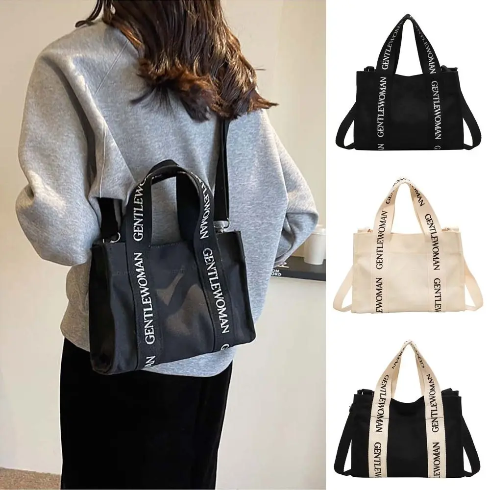 1Pcs Tote Handbag Women New Fashion Simple Canvas Shoulder Bag Large Capacity Tote Letter Big Cloth Bag