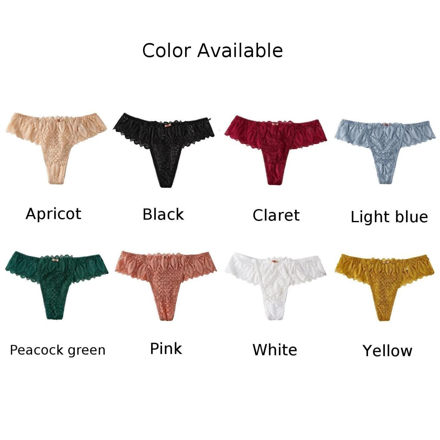 Sexy Women Lace Panties Low-Waist Thong Solid Underwear Hollow Transparent Panties G-String T-Back Bikini Briefs Female Knickers