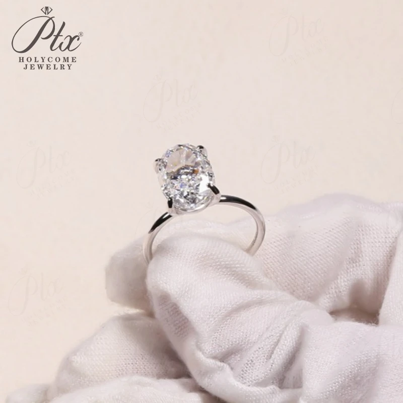 3CT خاتم مويسانيتي شكل بيضاوي شوكات مجموعة سحق قطع الجليد 10K 14K 18K الذهب 925 الفضة الفرقة الزفاف الفرقة الكلاسيكية الحب الأبدي