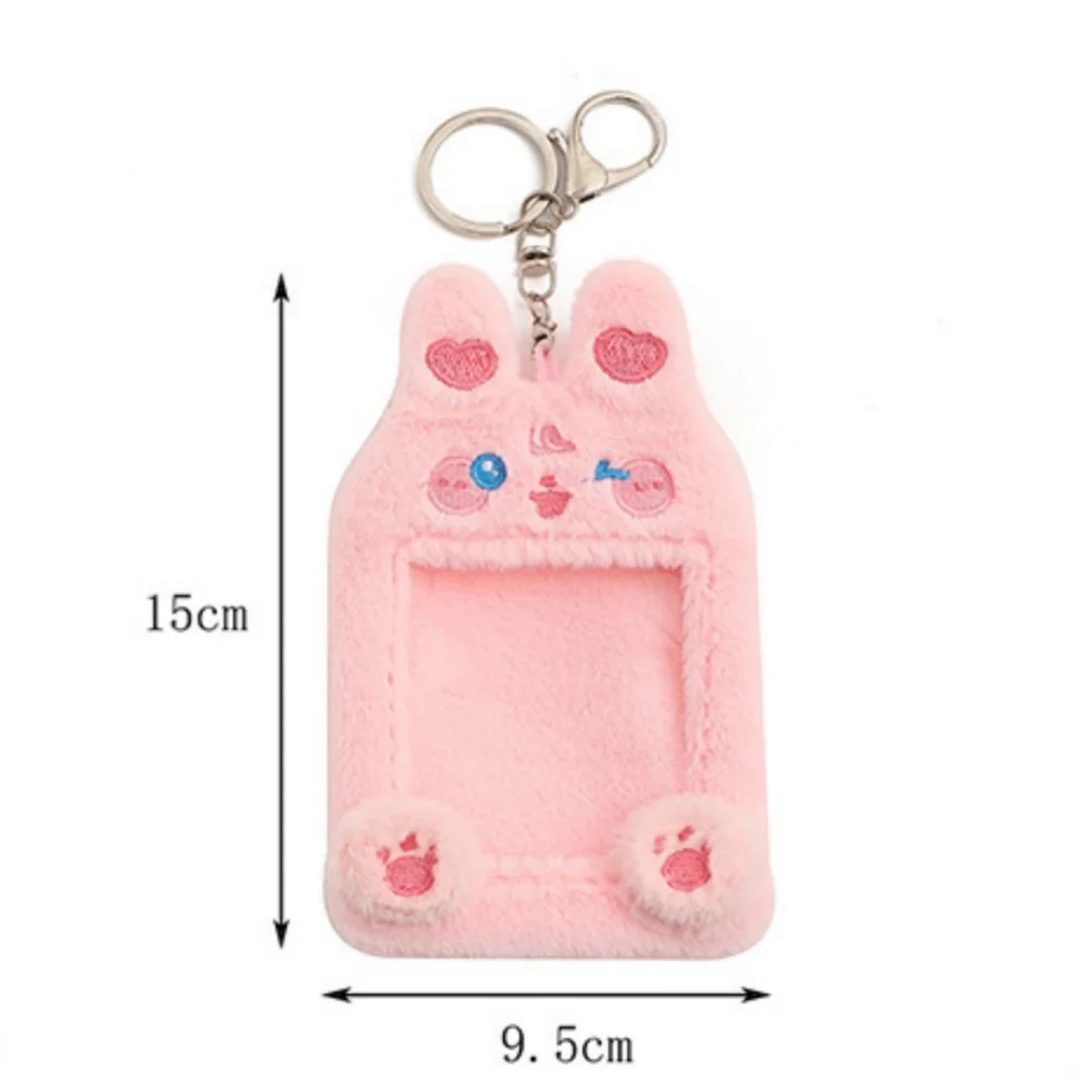 Cartoon Animal Plush Photocard Holder 3 Inch Idol Photo Protective Display Sleeves Student ID Credit Card Case Bag Pendant Gifts
