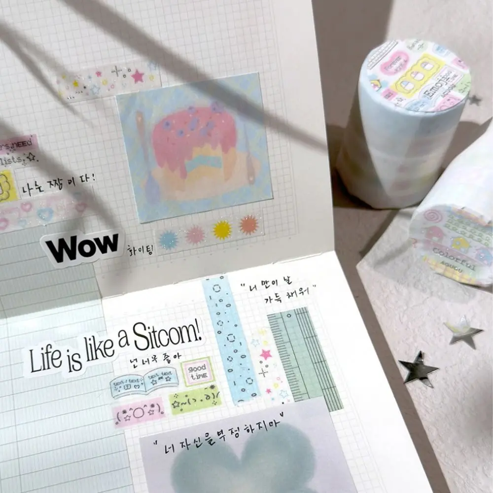 5 ม้วน/แพ็ค Kawaii Washi ประกาย Washi เทป Scrapbooking สติกเกอร์ตกแต่งเทป DIY คู่มือเทปอุปกรณ์โรงเรียน