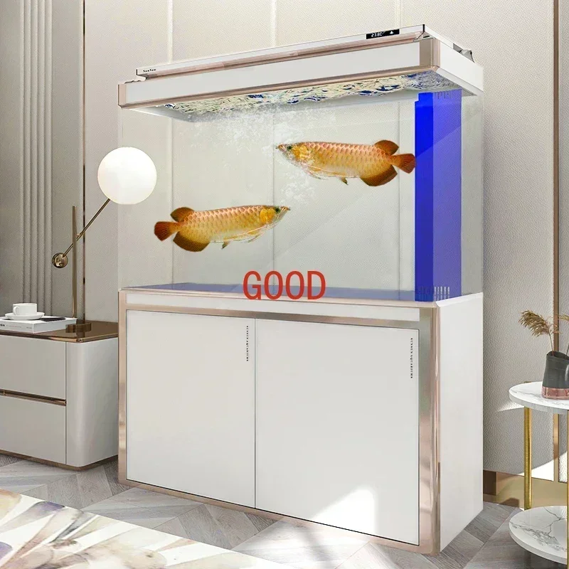 

Large Floor Super White Fish Tank Glass Aquarium Living Room Ecological Pot Bottom Filter Household Cylinder Change Water