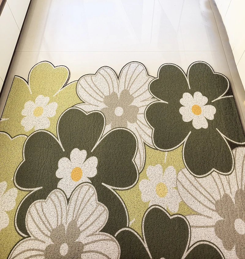 Flower Durable Front Door Mat, Absorbent Muddy Dirt Resist Welcome Doormat, Outdoor Indoor Rugs, Heavy Duty Easy Clean Carpet