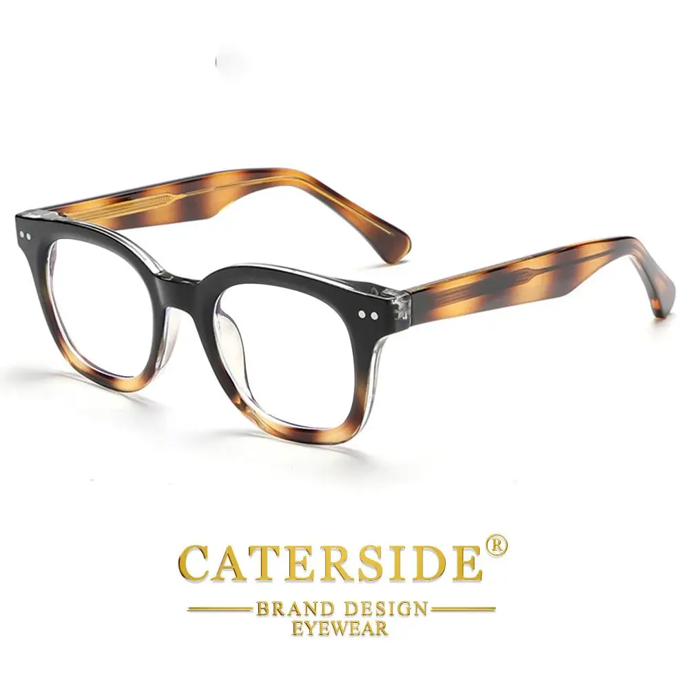 CATERSIDE Retro Herren-Brille mit flachen Gläsern, Tr-90, runder kleiner Rahmen, Anti-Blaulicht-Brille, Damen-Luxus-Business-Freizeitbrille – Detail 5