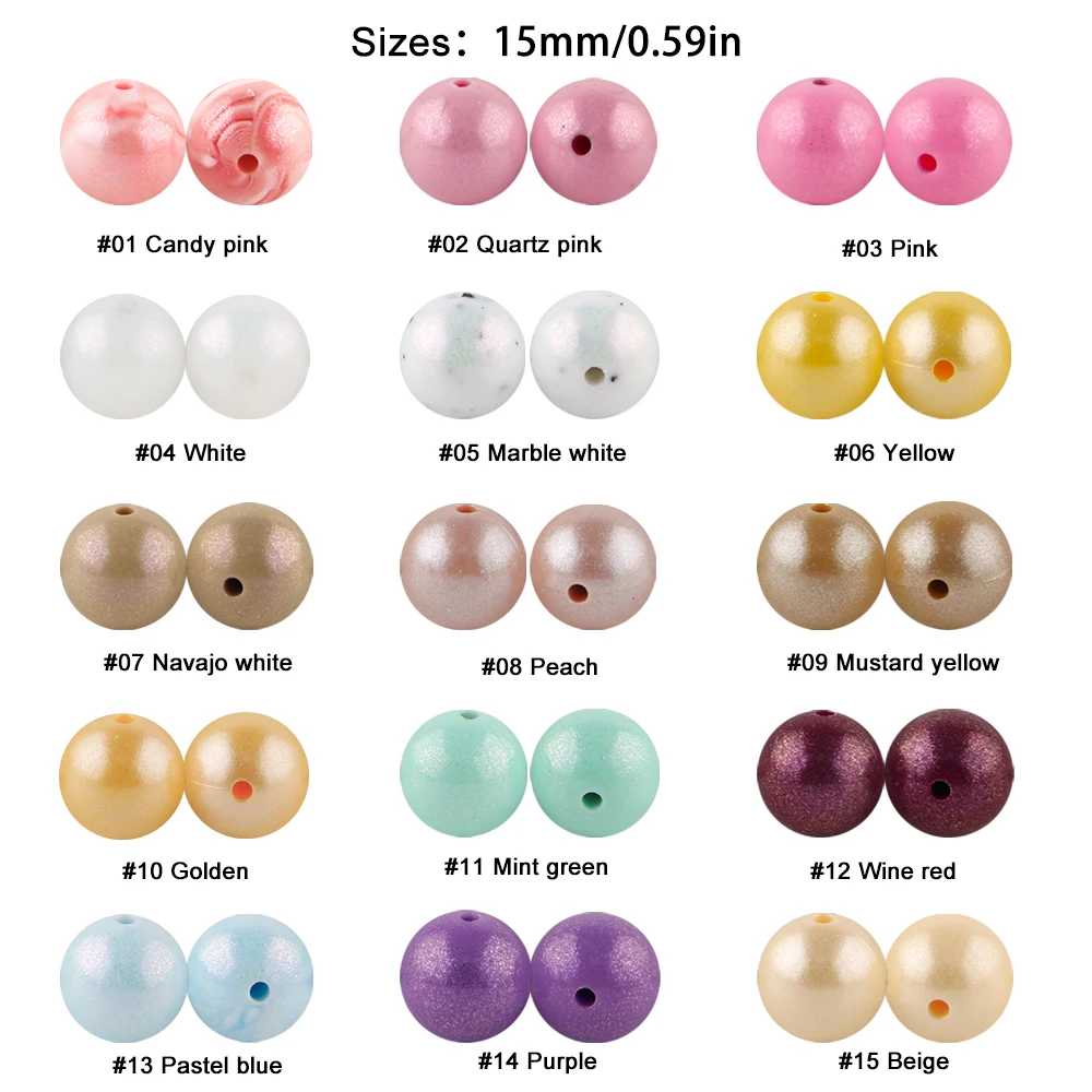 20Pcs Opal Silicone Beads 15mm Silicone Round Bead Multiple Colors DIY Bracelet Jewelry Accessories For Jewelry Handmade Making