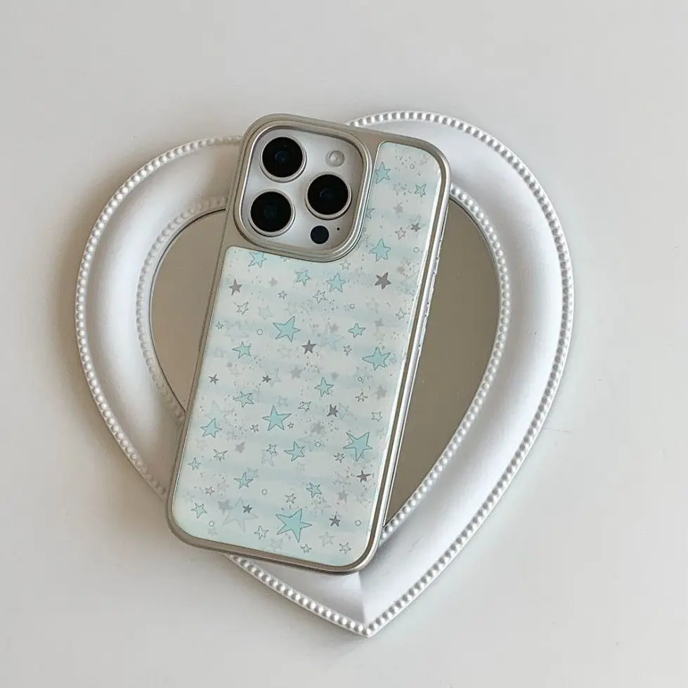 Cute Cartoon Star Ins Style Piattaforma Telaio Cassa Del Telefono Per IPhone 16 15 14 13 12 11 Pro Max XR XSMAX 16E 8 7 Plus Anti Caduta copertura