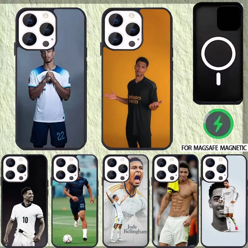 

J-Jude Football B-Bellinghams Phone Case For iPhone 17 16 15 14 13 12 Pro Max Plus for Magsafe Mirror Wireless Magnetic Cover