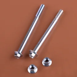 2Pcs Silver Engine Mount Bolt Set 105mm 110mm for Motorcycle Pit Dirt Bike Motor Metric Hex Head Flange