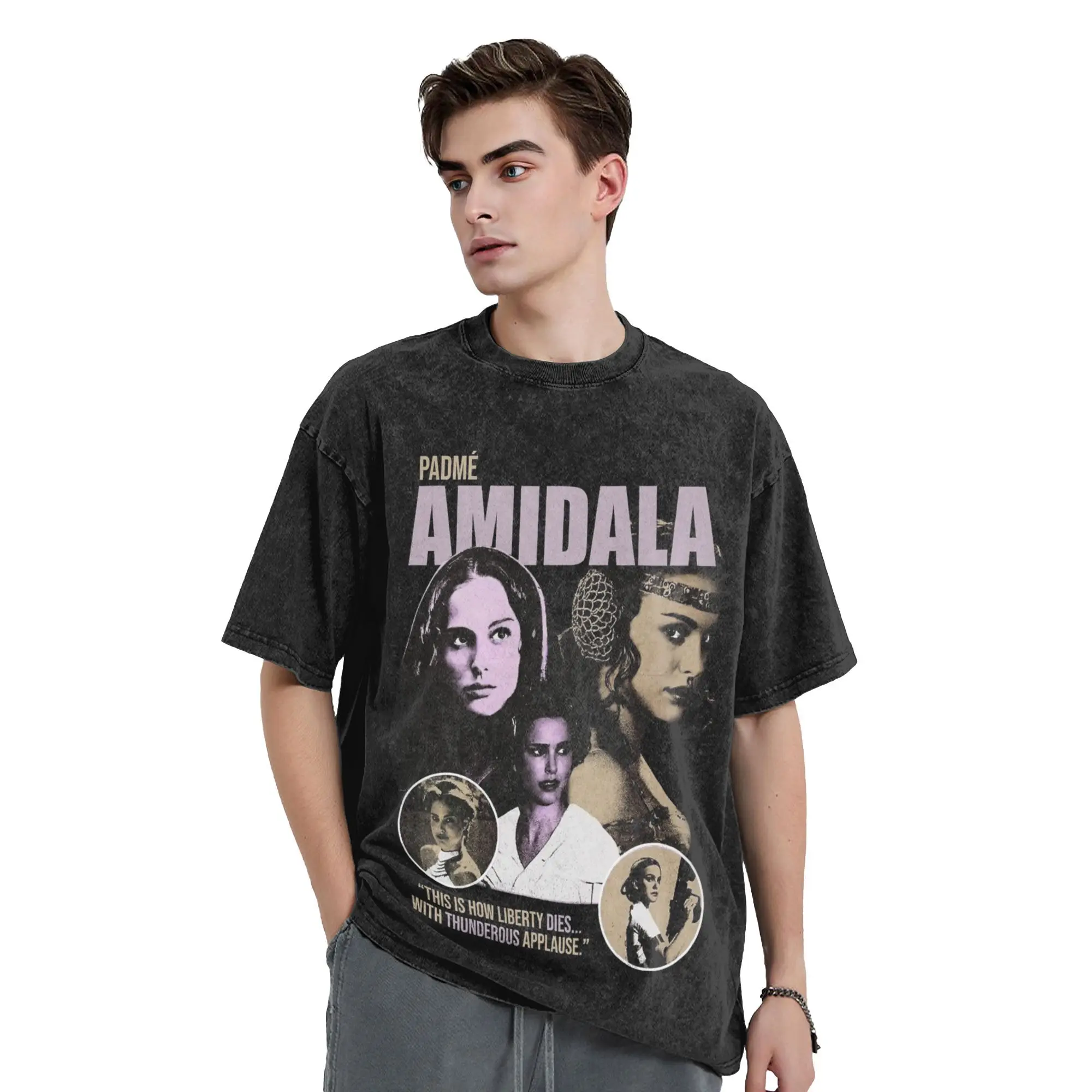 غسلها تي شيرت بادمي أميدالا الهيب هوب خمر تي شيرت كبير الحجم الشارع الشهير قصيرة الأكمام الصيف بلايز تيز الرجال النساء #3