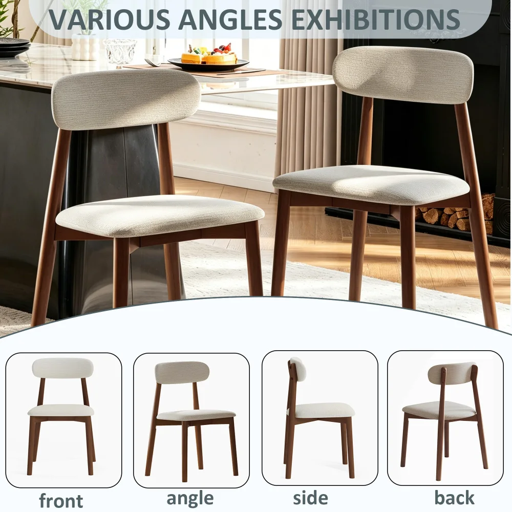 Solid Solid Wood Dining Chairs, Walnut Frame with Beige Upholstered Seats, Farmhouse Kitchen Dining Room Chairs with X-Back Metal Support, Easy Assembly - Aliexpress Deal