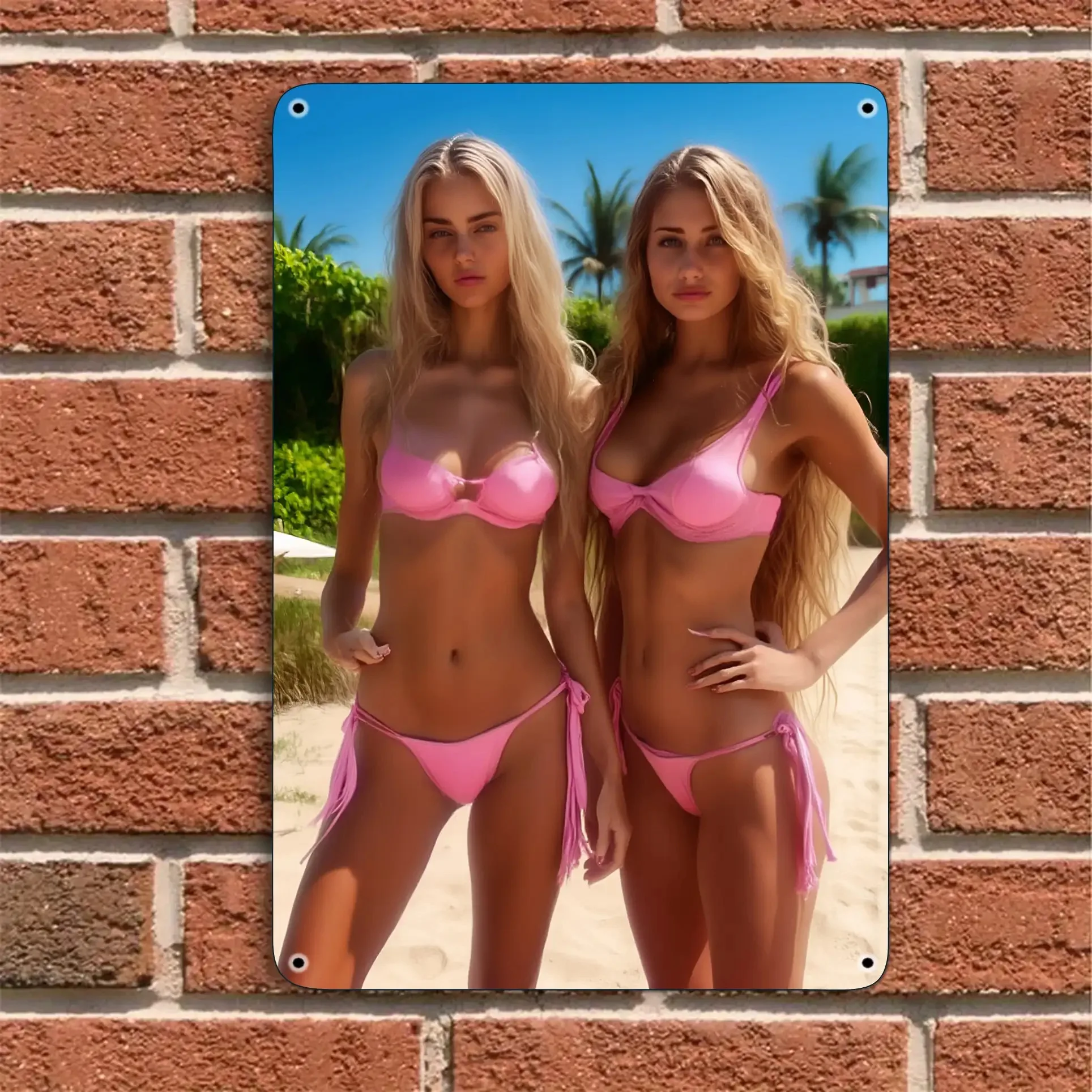 

Vintage Bikini Girl Metal Tin Sign 20x30 Inch Beach Wall Art for Home Bar Outdoor Decor