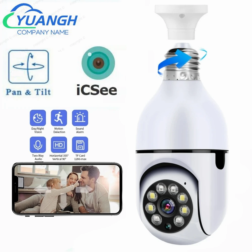 

ICSEE 1080P Wifi Bulb E27 Surveillance Camera Full Color Night Vision 360° Rotation Tracking Two-way Talk Smart Home Indoor CCTV