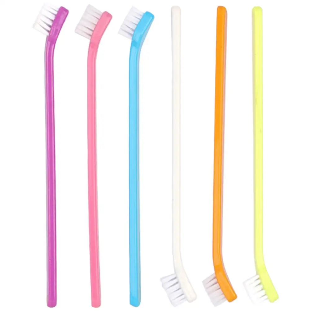 

6 Pcs Pet Toothbrush for Dogs Cats Small Breed Soft Bristles Oral Care Cleaning Tools Orange Yellow Purple White