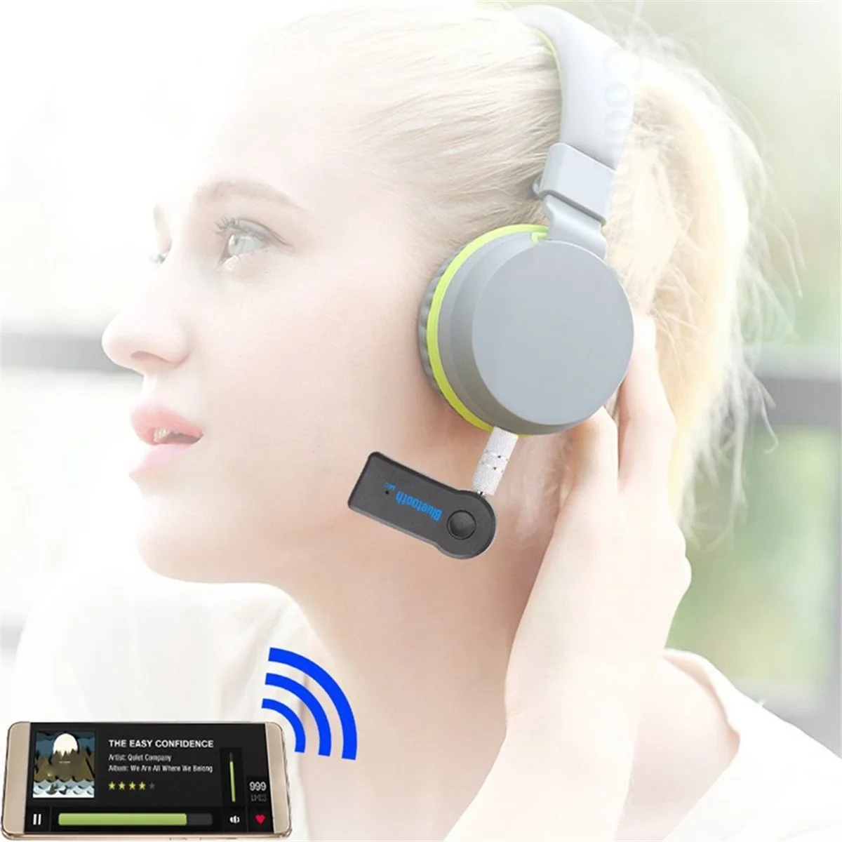 2-In-1 Wireless Bluetooth Receiver 3.5mm Aux Audio Music Adapter with Hands-Free Functionality USB BT Connectivity