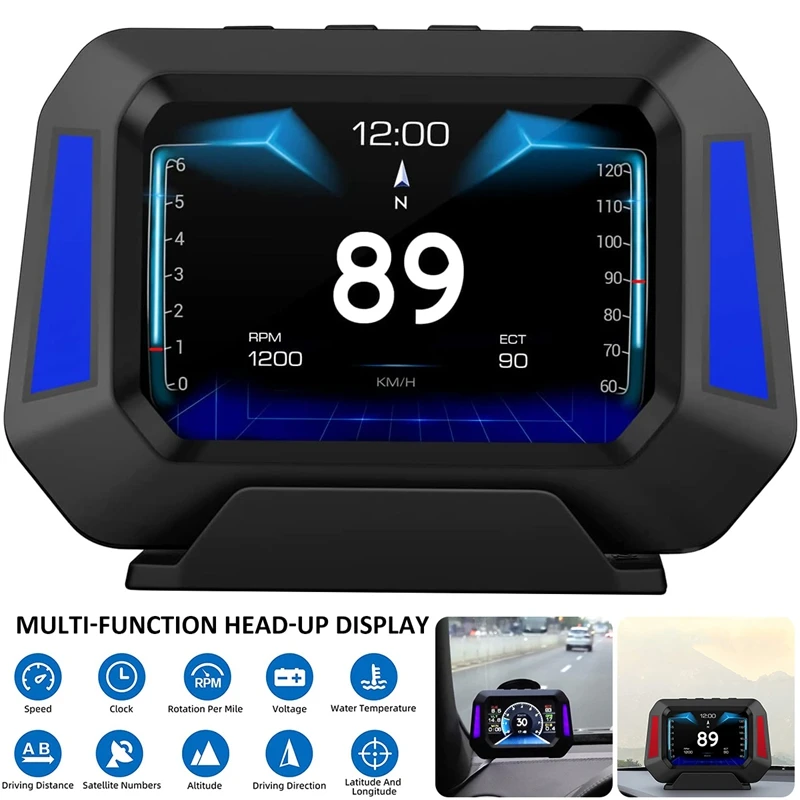 Car HUD Head Up Display Digital Gauge OBD GPS System Gradiometer Vehicle Speed Auto Diagnostic Tool Car Speedometer