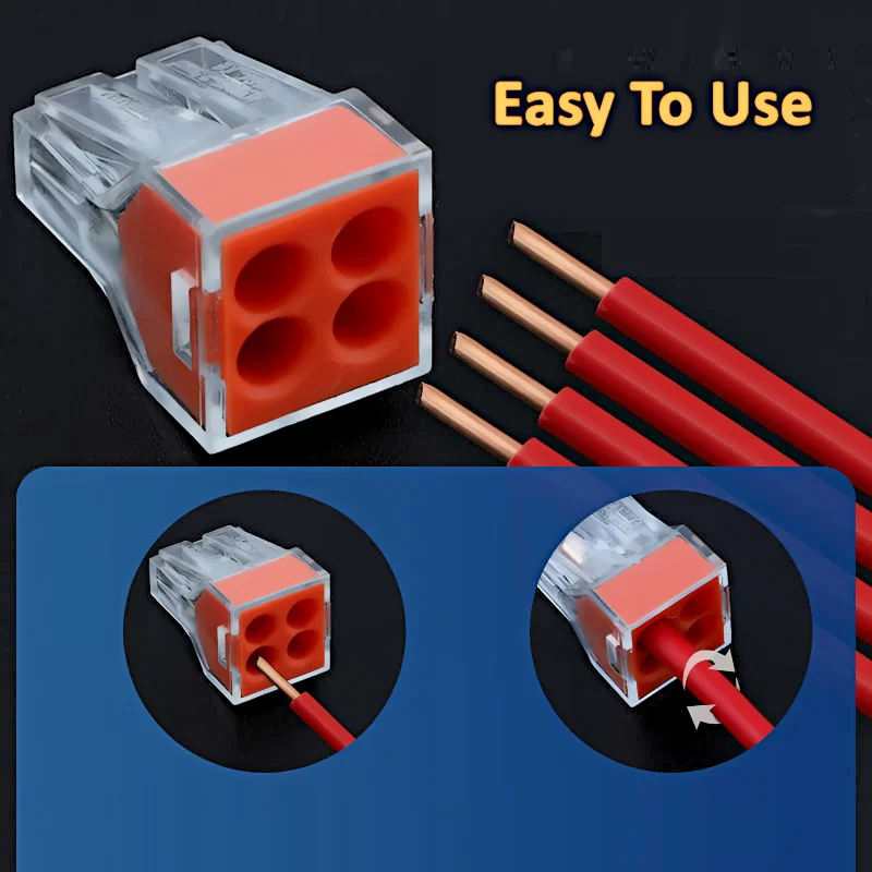 20/50/100 peças 4 portas push-in wire conector porca de parede PCT-104 condutor 18-12awg fios terminal de conexão rápida compacto