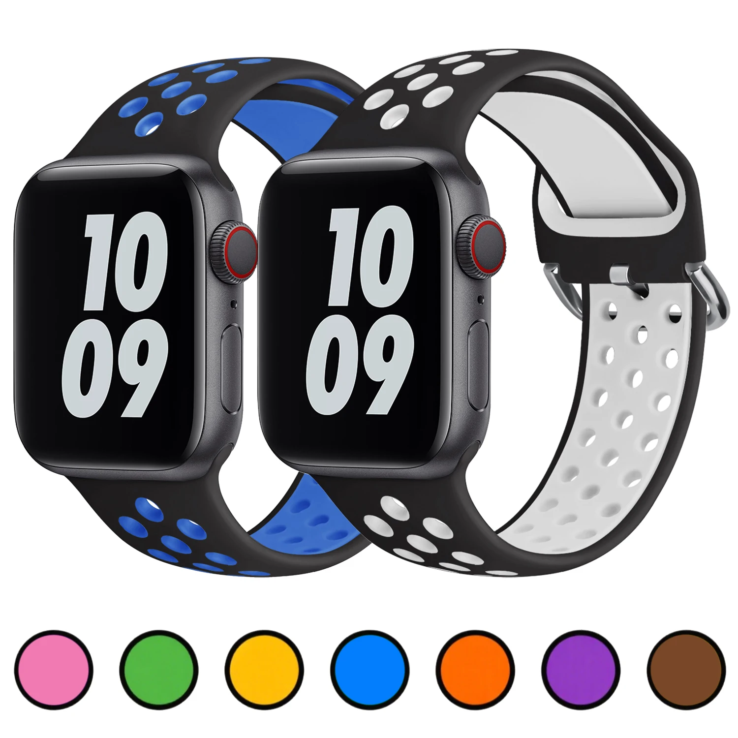 Silikonarmband für Apple Watch 46 mm, Sportarmband für iWatch Series 11, 10, 9, 8, SE 3, Ultra 49 mm, 45 mm, 41 mm, 44 mm, 42 mm, atmungsaktives Armband.
