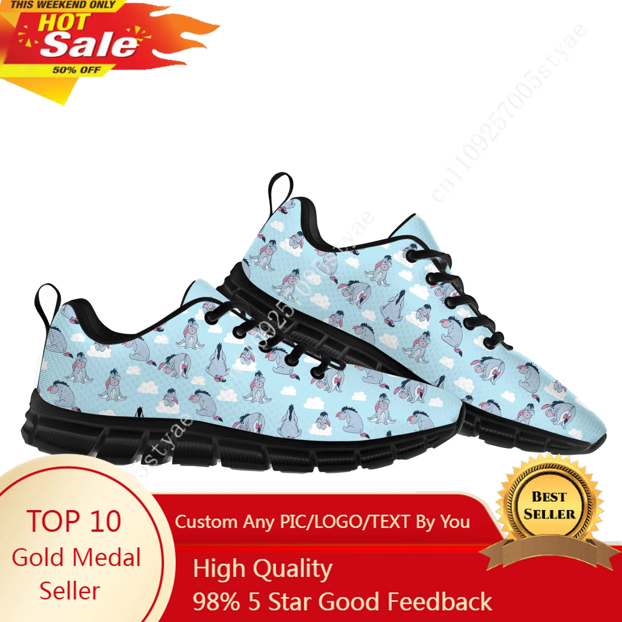Disney Winnie the Pooh Eeyore Zapatos deportivos para hombre y mujer, zapatos ligeros informales para correr