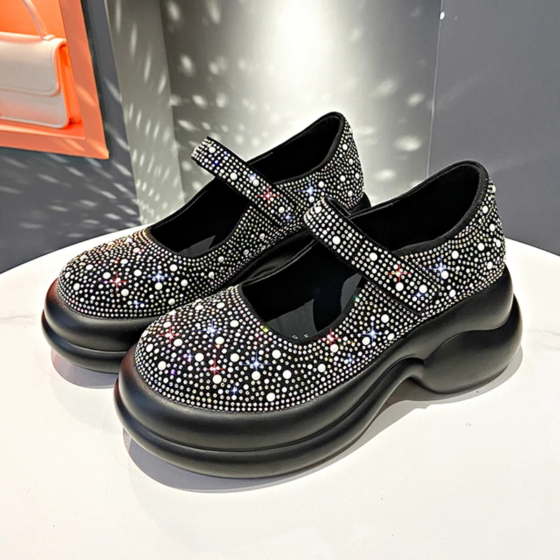 

Summer New Casual Platform Sneakers Luxury Water Diamond Sandals Explosive Velcro Mary Jane Women's Shoes Designer Beach Sandals