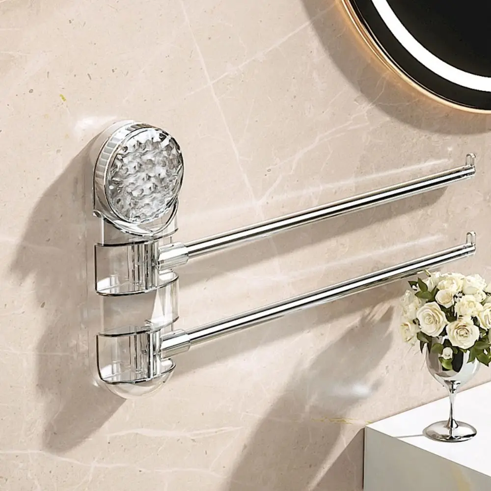 2/4-arms Suction Cup Towel Racks Space Saving Rotating Wall Mounted Towel Holder Non Punching Anti-rust Swivel Towel Bar