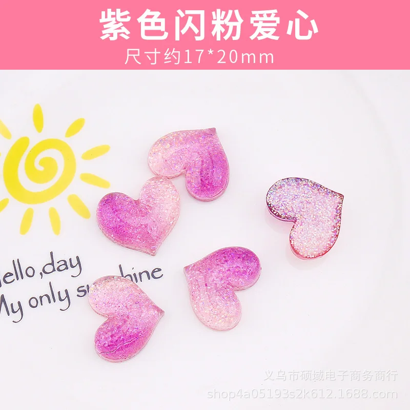 

4Pcs Glitter Gradient Heart DIY Phone Case Simulated Cream Glue Material Kit Handmade Epoxy Resin Accessories