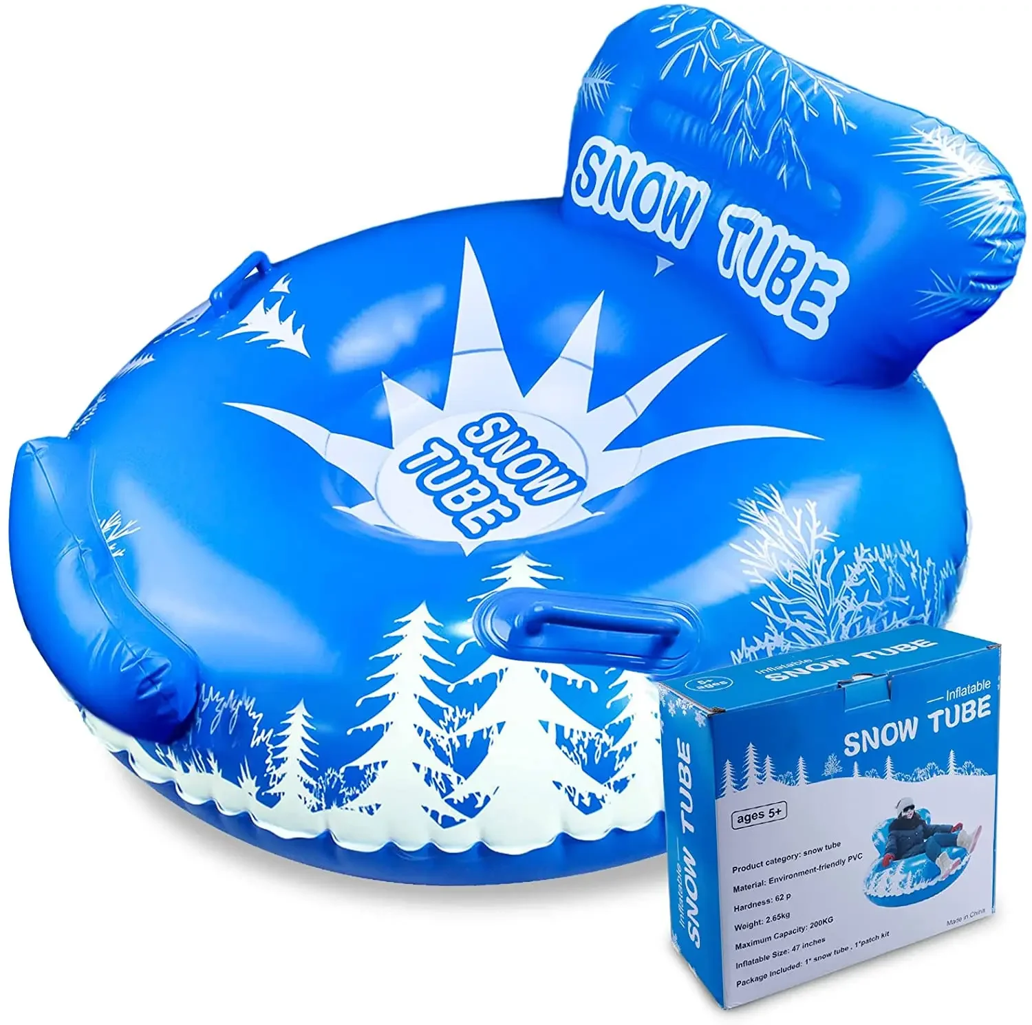 Inflatable Snow Tubes for Family with 2 Higher Handles Heavy Duty Snow Sled for Adults and Kids