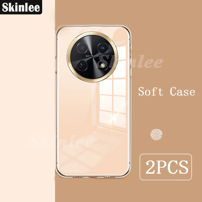 Skinlee For Huawei Nova Y91 Case 2PCS Original Transparent Silicone Soft Shell For Huawei Nova Y71 Wireless Charging Back Cover