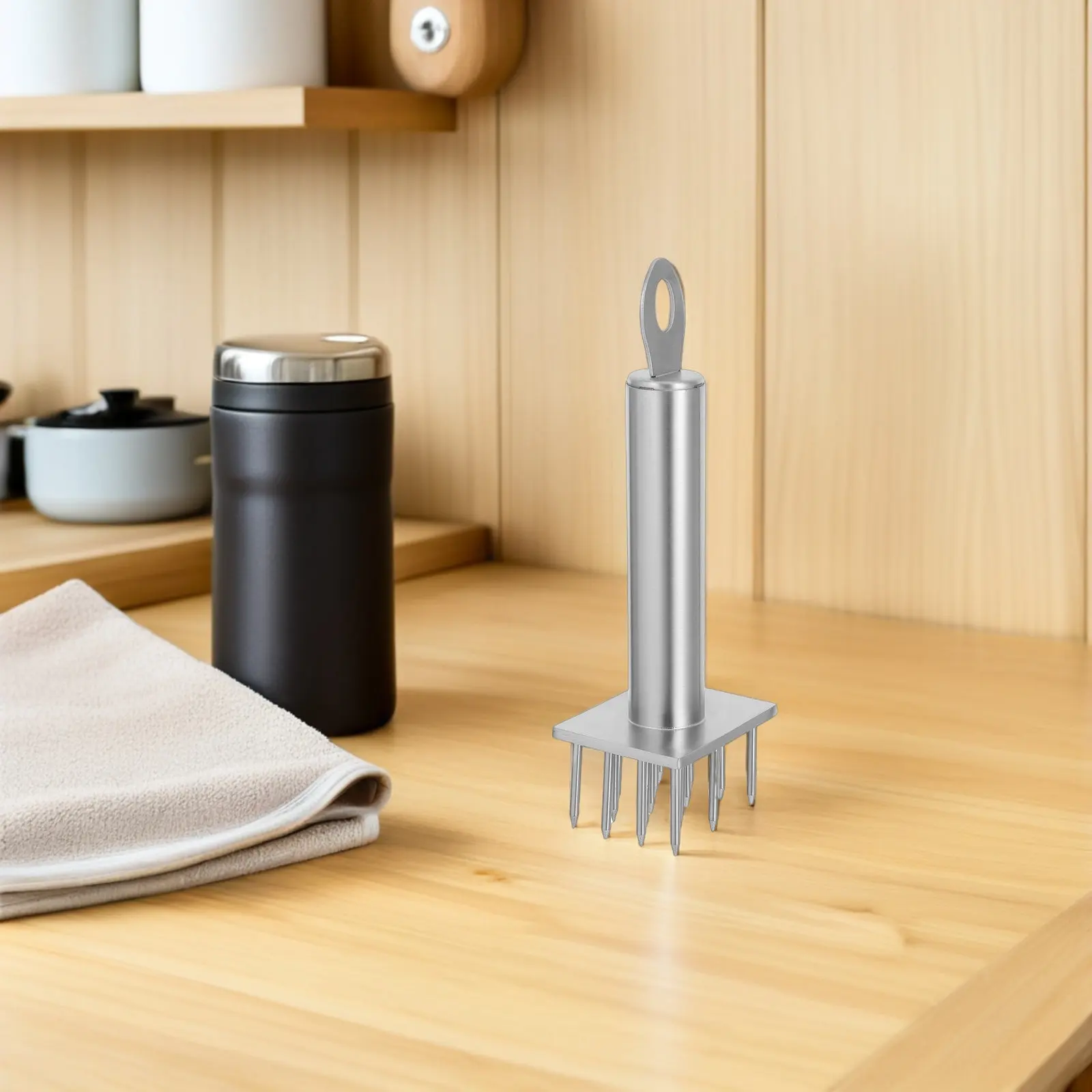 Stainless Steel 18-Needle Meat Tenderizer Hammer Tool for Steak Beef Poultry Loosening Fibers Enhanced Marinade Absorption