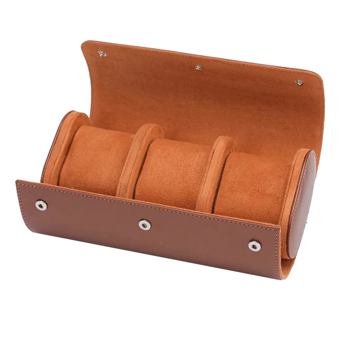 1-Slot Watch Roll Travel Case Portable Vintage Leather Watch Display Case Watch Storage Box Watch Organizers Brown L