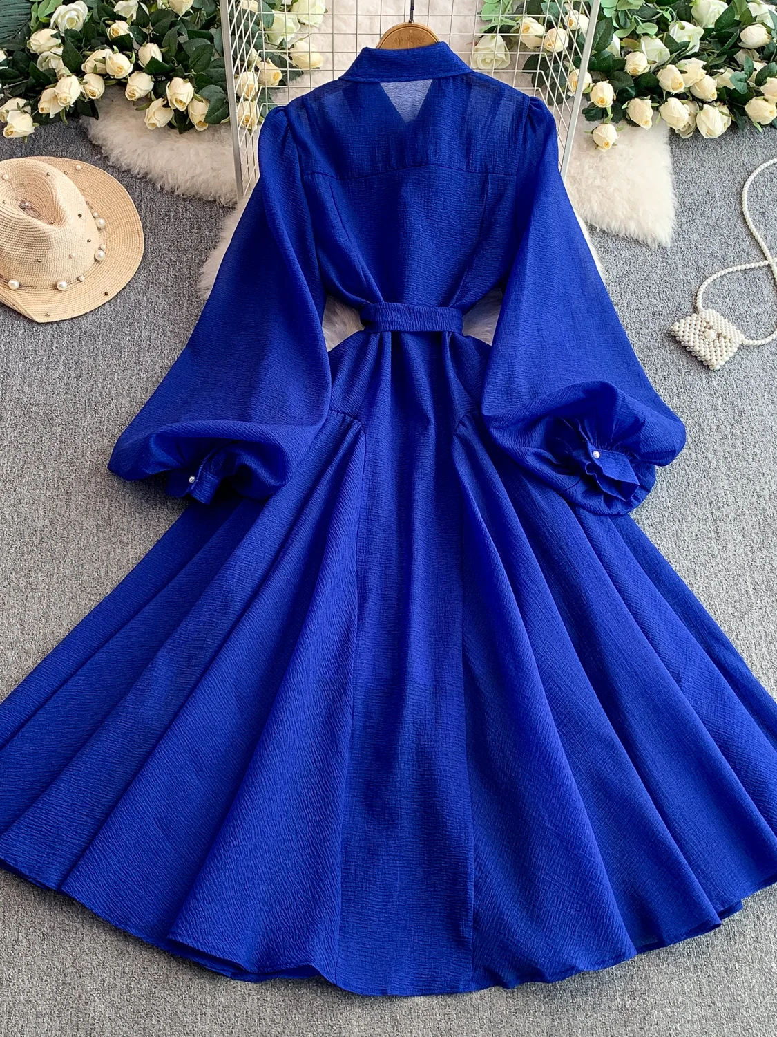 Ele ランタン Sve ロング Dr レディース 春秋 シングルボタン スリミング フルスカート フレンチ Sle ハイウエスト A ライン Dr