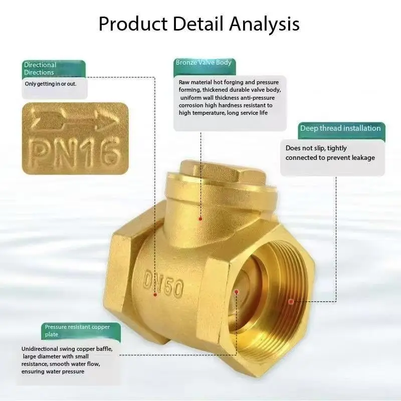 1/2" 3/4" 1" 1-1/4" 1-1/2" BSP Female Thread Brass Swing Check Valve One Way Non-return Valve for Water Brass Horizontal Check