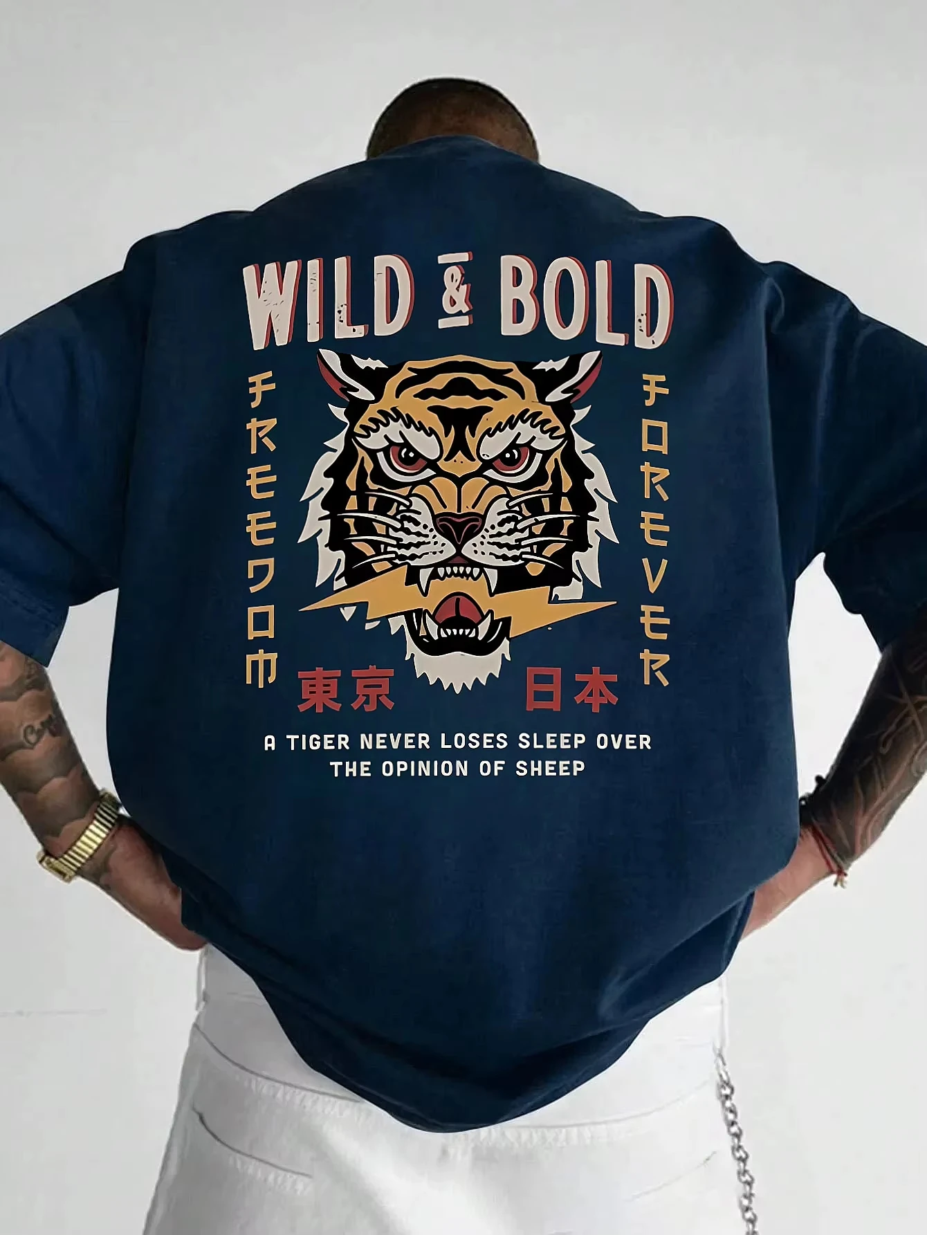 

Tiger Pattern T-shirt Men's Summer Sweat-absorbing Breathable Comfortable Top Outdoor Short-sleeved Trendy Men's Clothing
