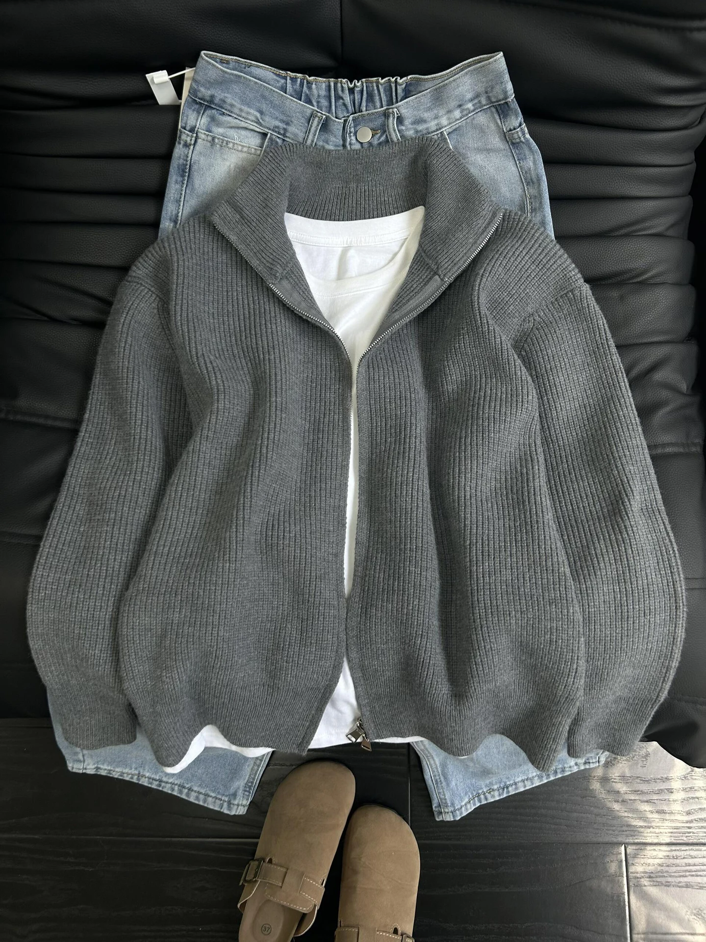 

ay Lazy Sle Open Cardigan Sweater Men's Loose Soft Knitted irt Cleanfit Stand Collar Jaet Autumn Casual Faion