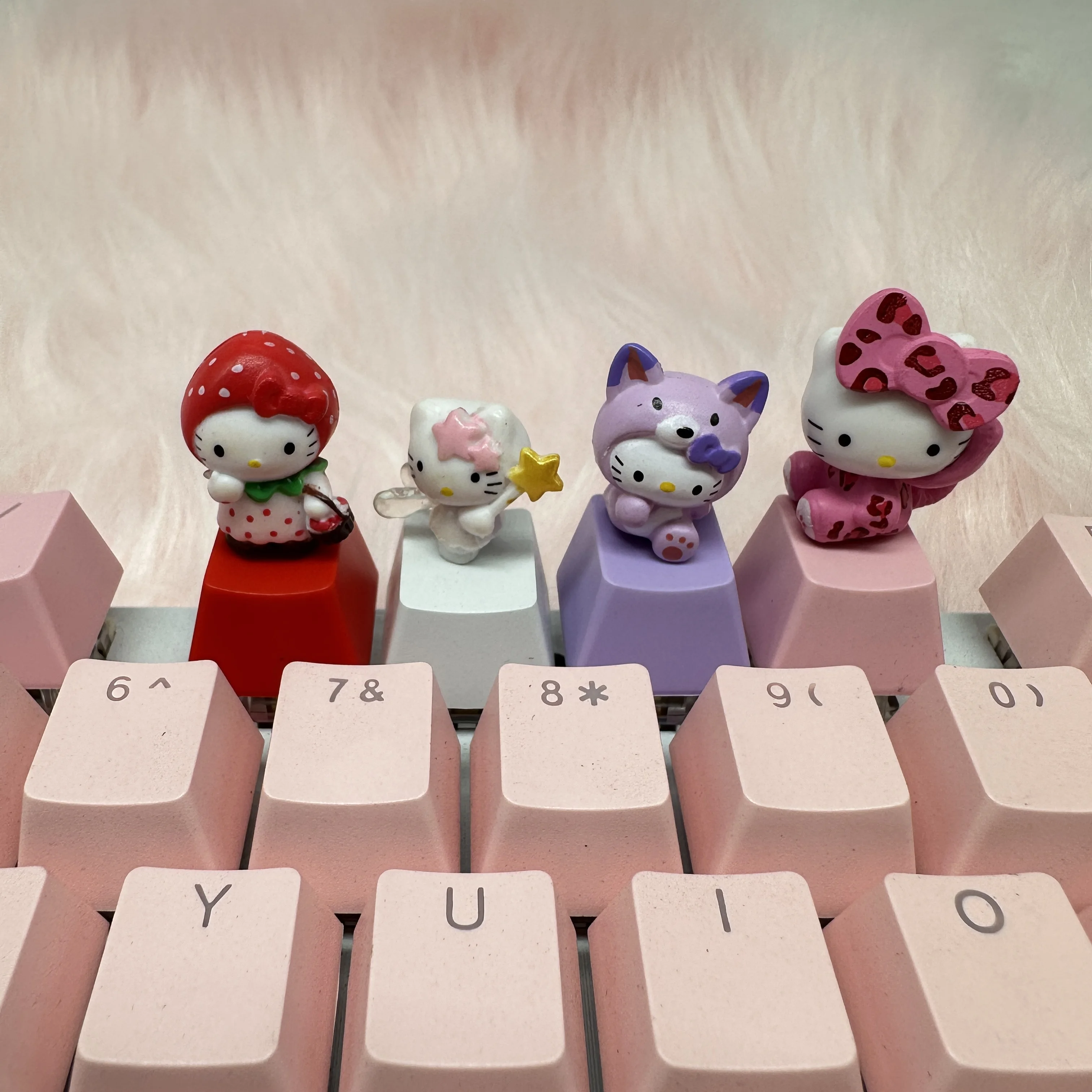 

Новые милые розовые KT Cat высокого качества R4PBT персонализированные мультяшные механические колпачки для клавиатуры