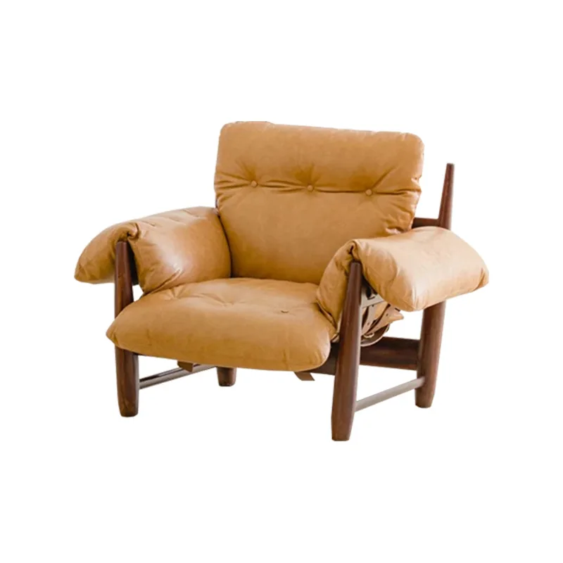 Solid wood super comfortable single sofa log color leisure sofa chair living room home art